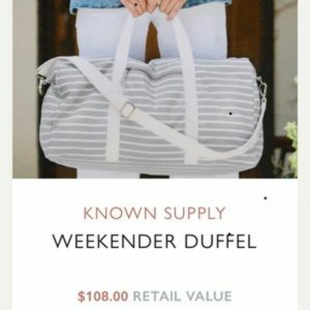Brand New Striped Known Supply Weekender Duffle